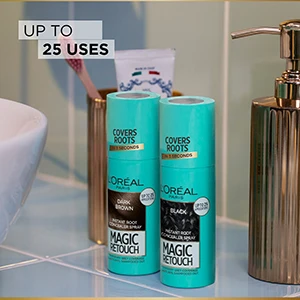 L'Oreal Paris Magic Retouch Instant Root Concealer Spray - Black, Volume-75 ml, For All Hair Types, Instant Grey Coverage, Water-proof, Transfer-proof & Quick-drying Formula Hover