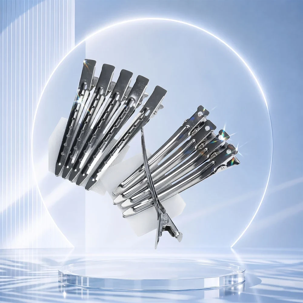 Marvac Large Silver Section Clips for Thick Hair - Strong Hold Metal Clips Hover