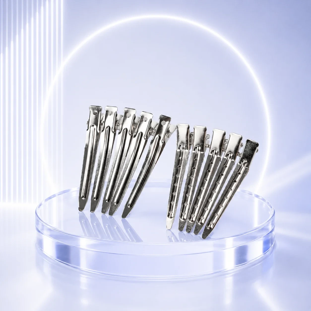 Marvac Medium Silver Section Clips for Hair Cutting - Metal Salon Clips Hover