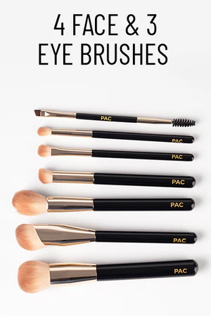PAC Beginner Basic Face & Eye Brush Kit  Beginner-friendly brushes for seamless makeup application  Net Weight : 1N (7 Brushes)