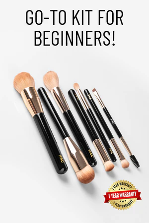 PAC Beginner Basic Face & Eye Brush Kit  Beginner-friendly brushes for seamless makeup application  Net Weight : 1N (7 Brushes)