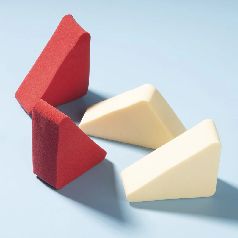 PAC Pressed Sponge (Triangle) (Red, Cream) (4 Pcs)