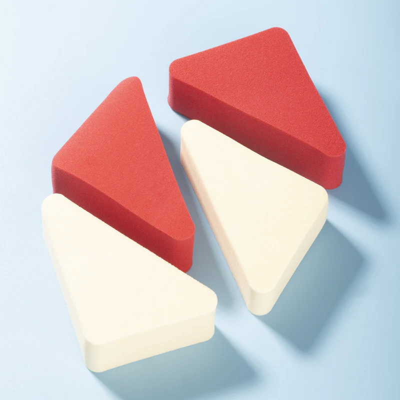 PAC Pressed Sponge (Triangle) (Red, Cream) (4 Pcs)