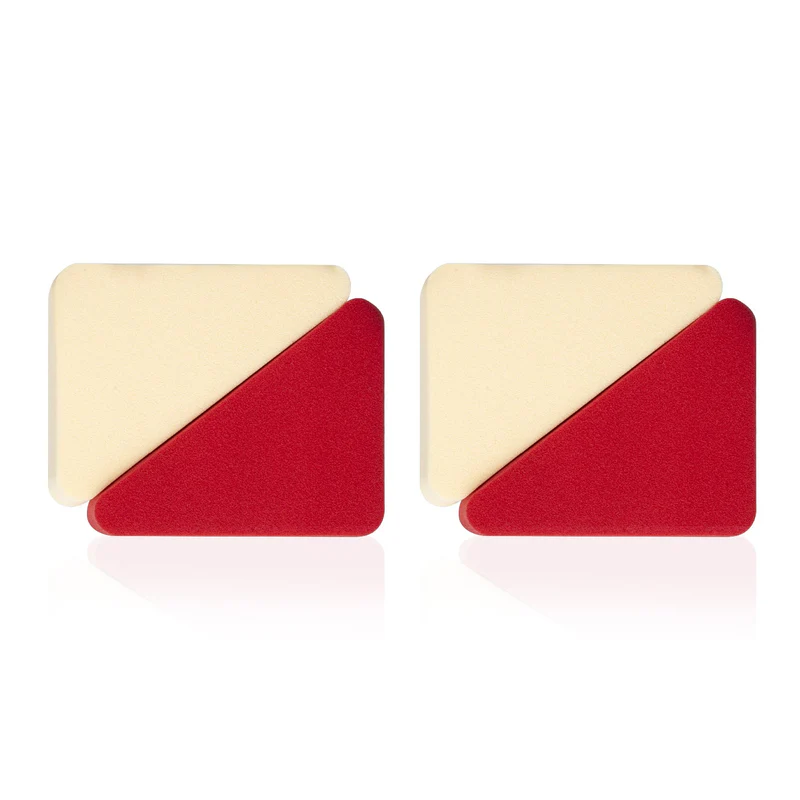 PAC Pressed Sponge (Triangle) (Red, Cream) (4 Pcs)