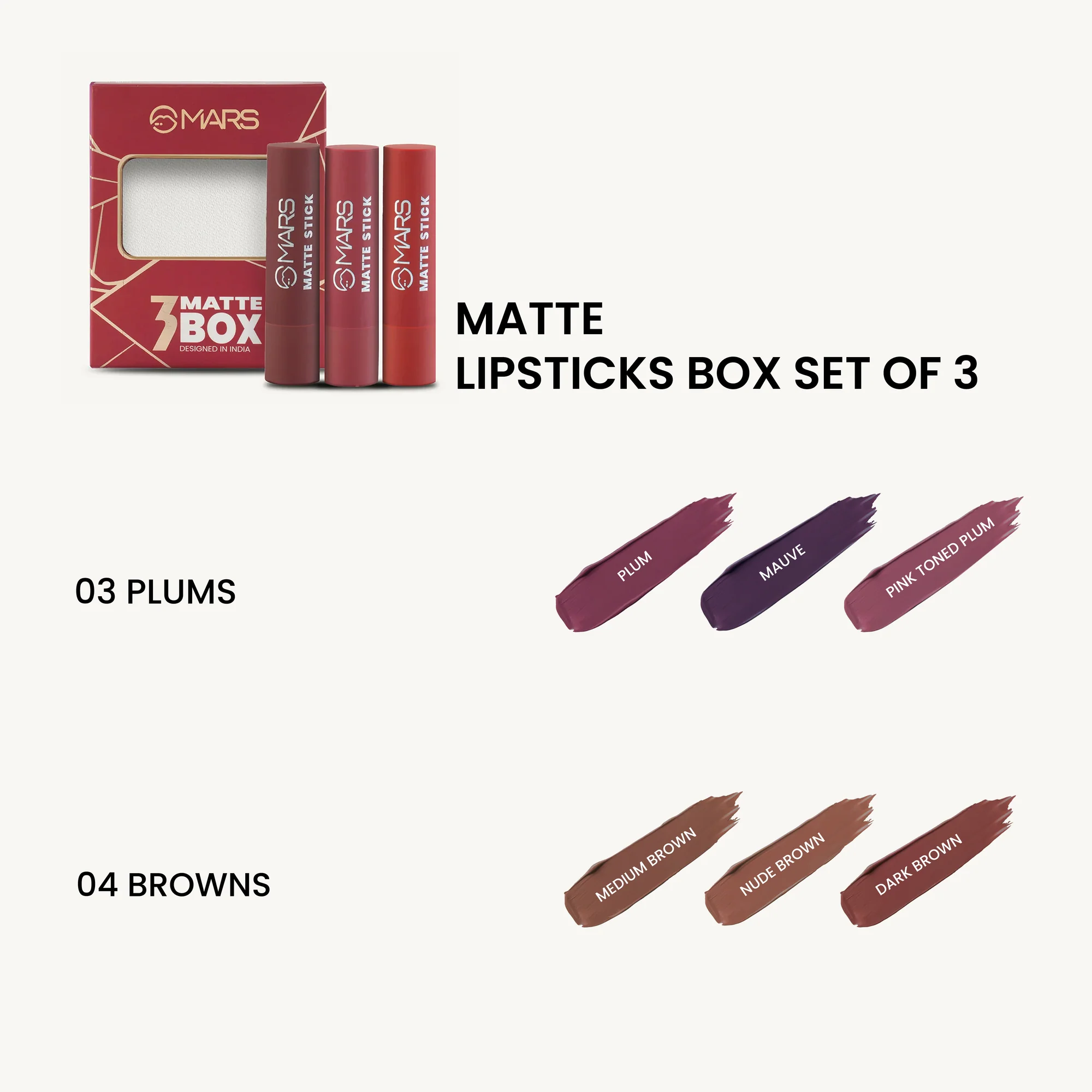 MARS Matte Lipsticks Box | Set of 3