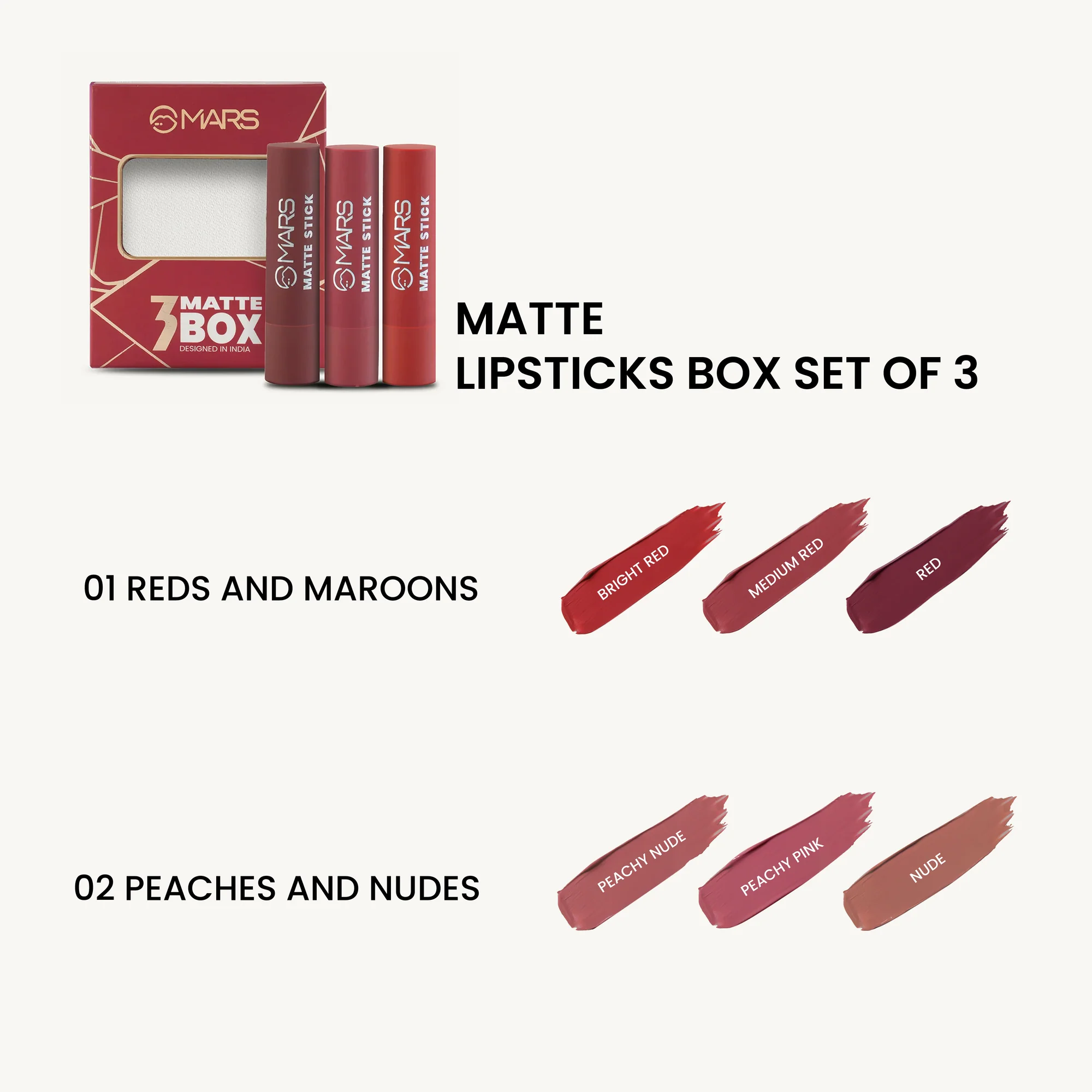 MARS Matte Lipsticks Box | Set of 3