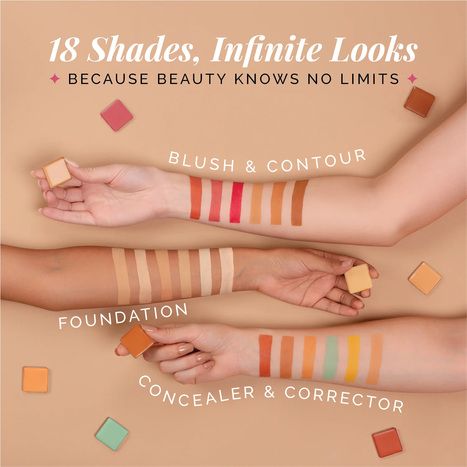 One for All Palette | 4-in-1 Foundation, Concealer, Blush & Contour | Travel-Friendly, Buildable Coverage | All-in-One Face Palette for Effortless Beauty | Use with Magic Drops for Best Results