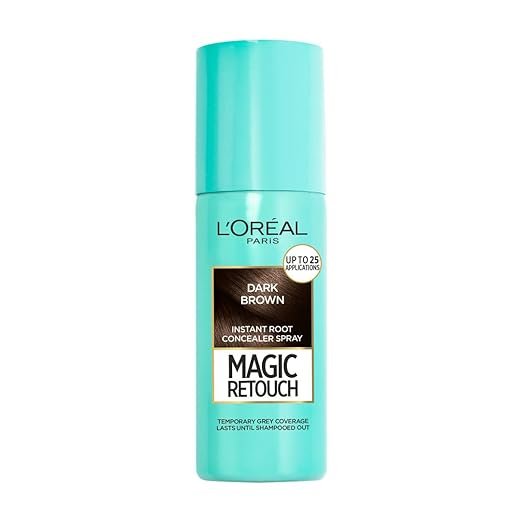 L'Oreal Paris Magic Retouch Instant Root Concealer Spray - Black, Volume-75 ml, For All Hair Types, Instant Grey Coverage, Water-proof, Transfer-proof & Quick-drying Formula - Dark Brown